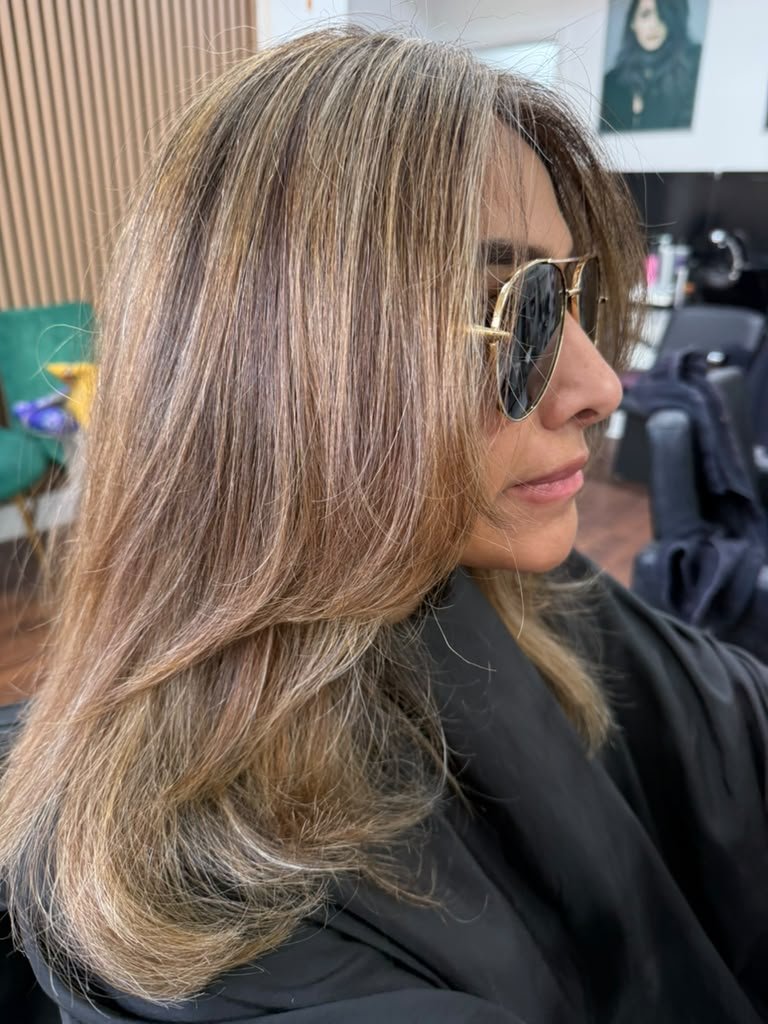 Blonde Highlights Side Profile Salon