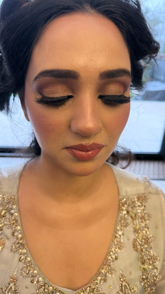 Bridal Smokey Eye Gold Outfit Closeup