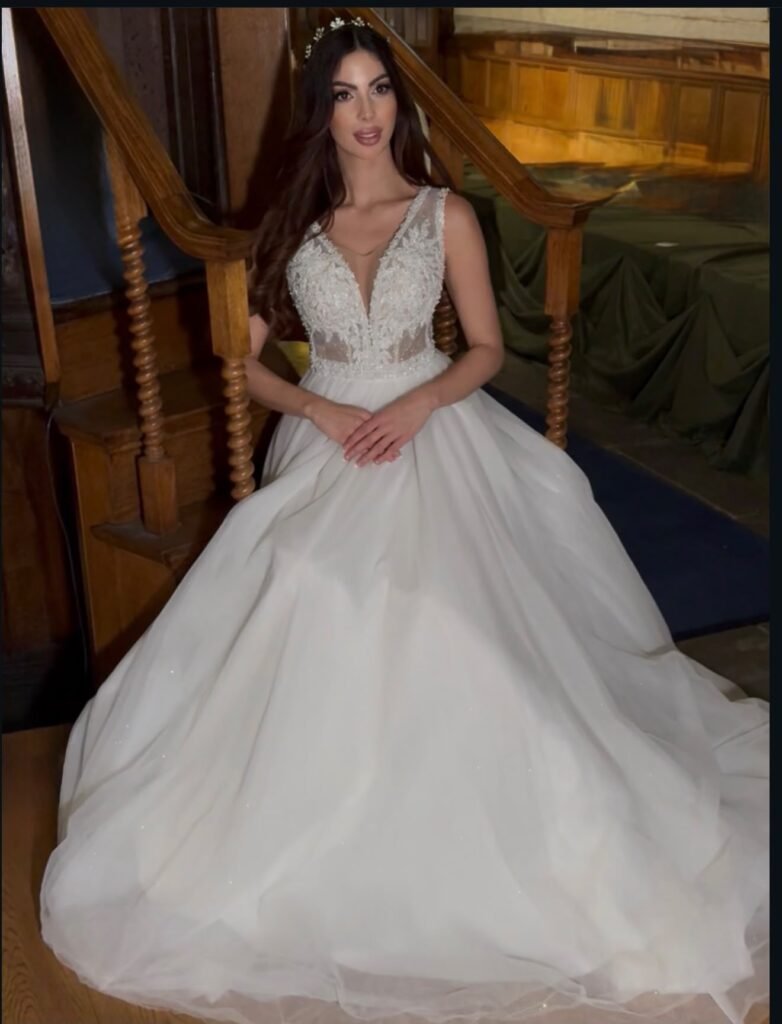 Bride Beaded Gown Staircase