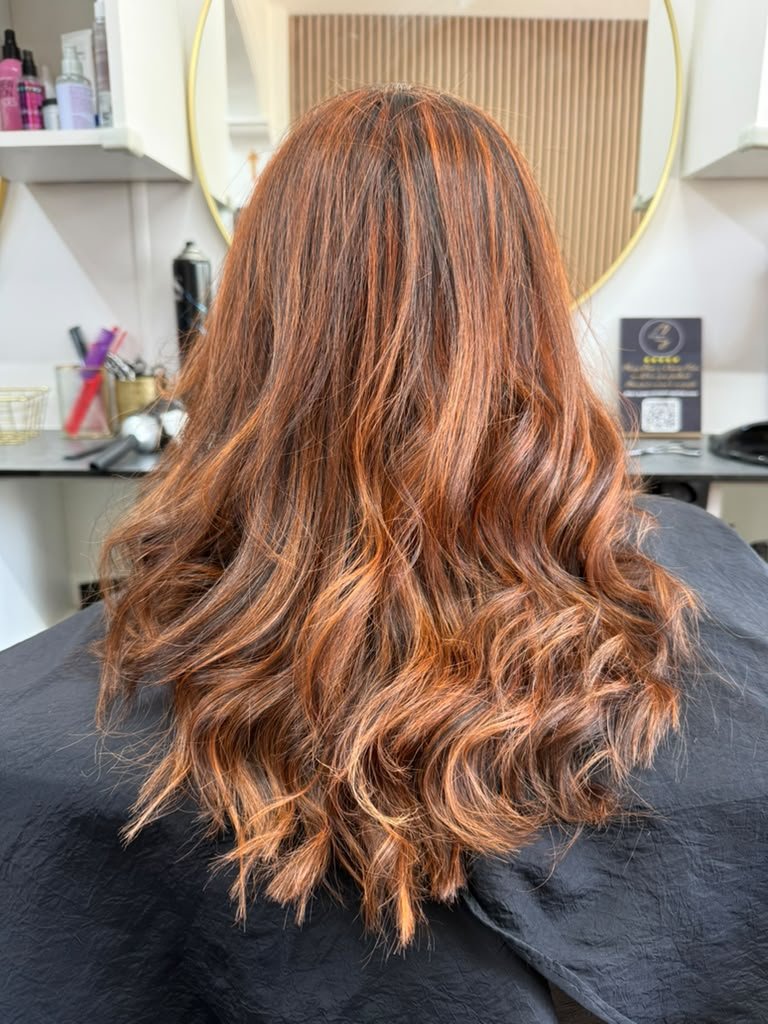 Copper Balayage Hair Back View