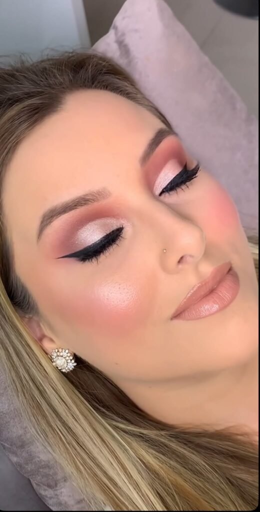 Pink Blush Glam Makeup Closeup