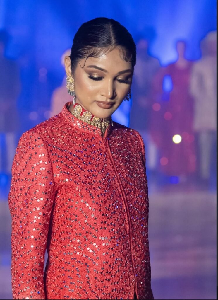 Red Sequin Jacket Runway