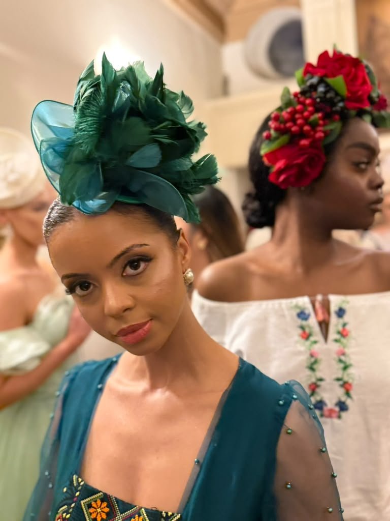 Teal Feather Headpiece Backstage Group