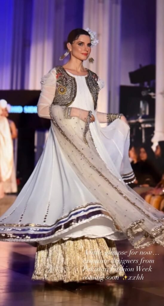 White Gold Lehenga Runway Fashion Week